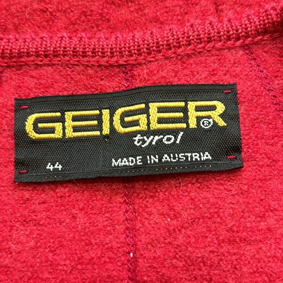 Vintage Geiger of Austria Tyrolean Wool Blazer Cardigan Red L - Picture 9 of 15